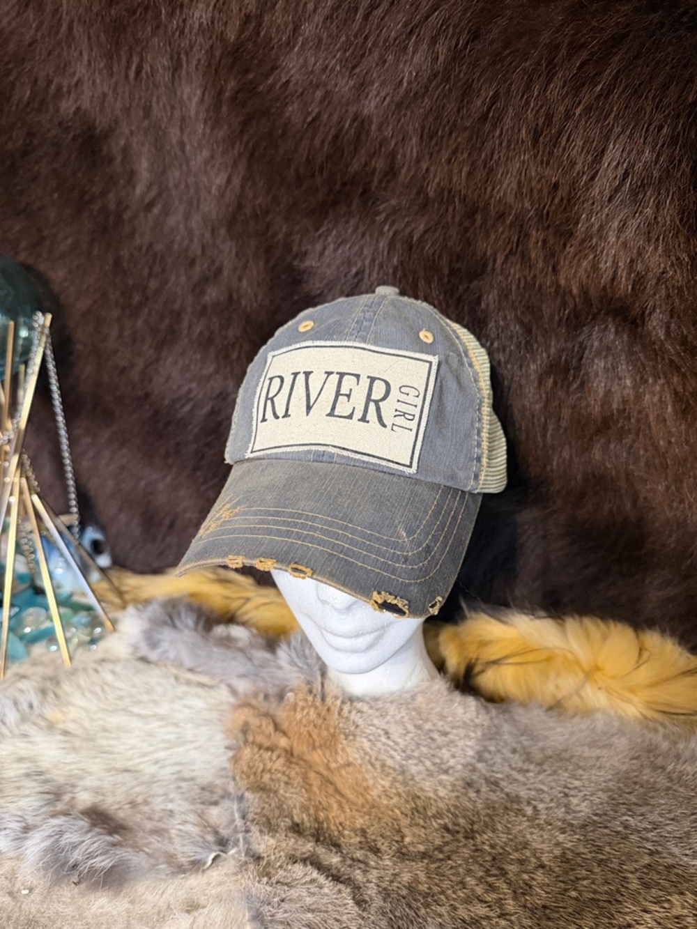 Distressed Trucker Hat - Washed Gray OS (4950)